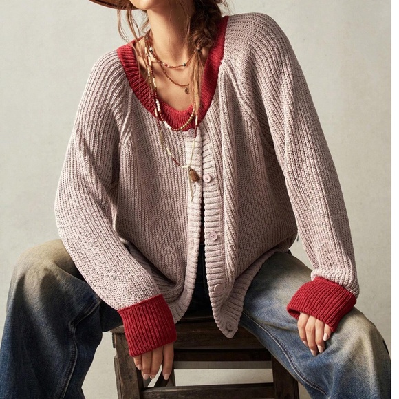 Cozy Color Block Button Down Oversized Cardigan